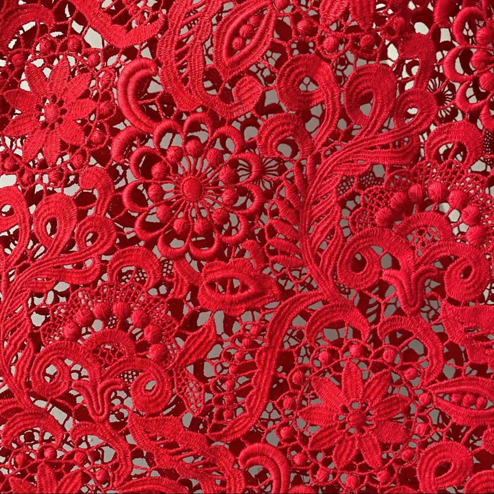 Valentino Garavani RTW Collection Red Guipure Lace Long Maxi Skirt Dress 10 L - Picture 5 of 11